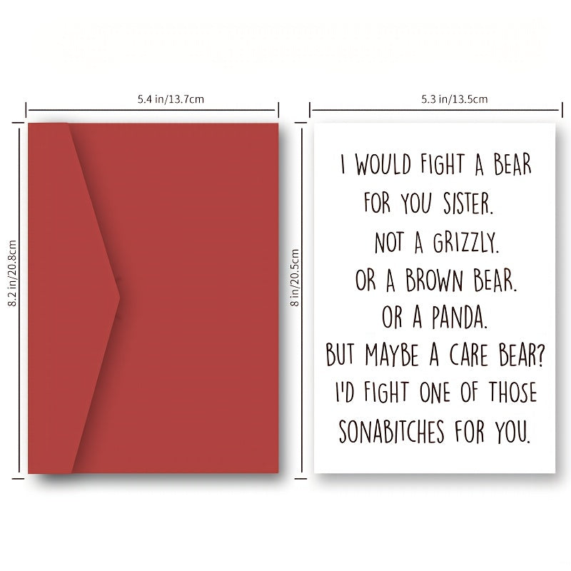 Funny Birthday Card For Sister Humorous Greeting With Envelopes