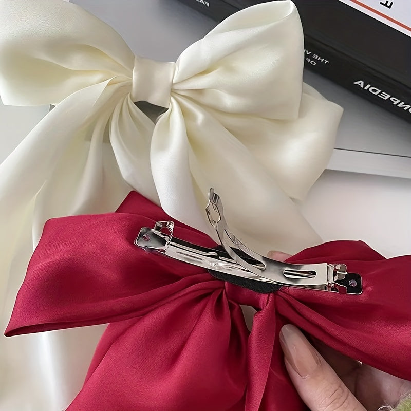Huge Bow Hair Clip Long Streamer Duck Billed Clip Sweet Hair Accessory
