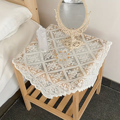 Elegant Beige Lace Tablecloth for Coffee Table or Bedside Cabinet