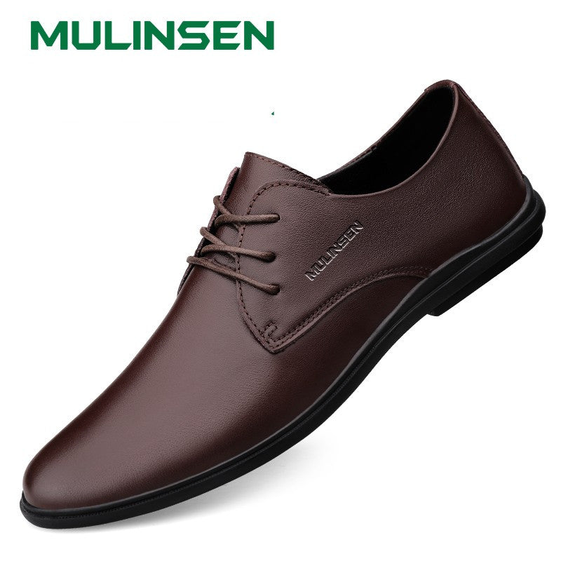 Men's Pointed Toe Leather Lace up Oxford Shoes Soft Sole