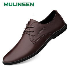 Men's Pointed Toe Leather Lace up Oxford Shoes Soft Sole