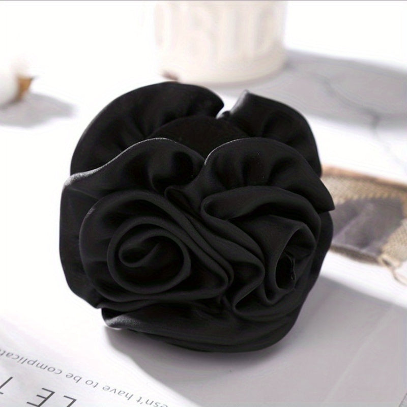 Fabric Flower Hair Claw Ponytail Holder for Women Girls