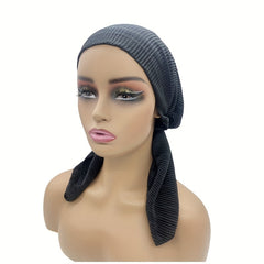 Striped Embossed Elastic Turban Solid Head Wraps Casual Lightweight Headscarf