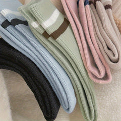 5 Pairs Striped Print Socks Mid Tube Women's Stockings