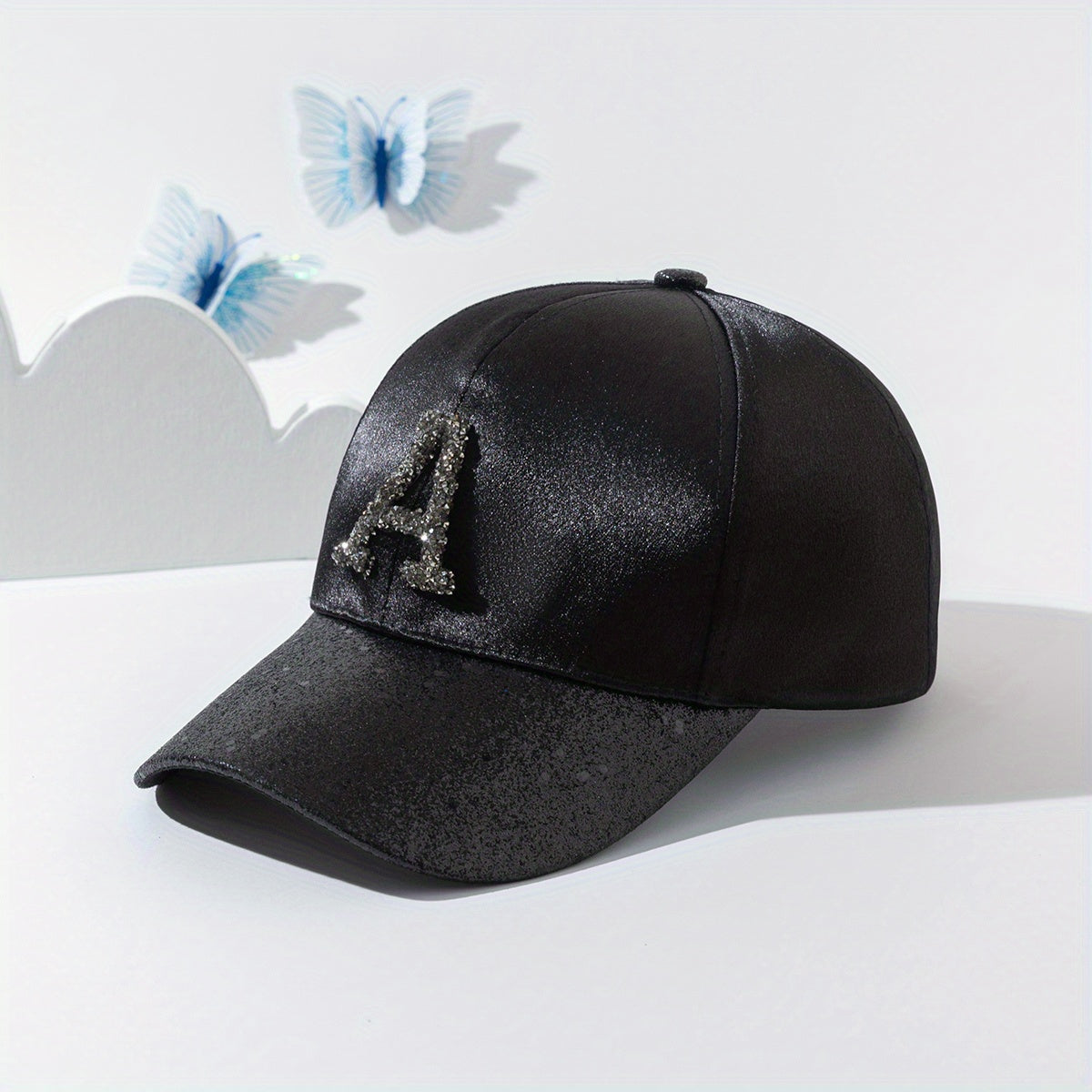 Rhinestone R Sparkle Baseball Cap Vintage Sunscreen Dad Hat