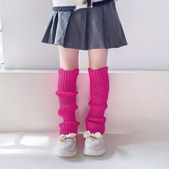 2 Pairs Knit Leg Warmers Knee High Socks Women's Stockings & Hosiery