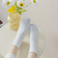 5 Pairs Solid Socks Comfy & Breathable Women's Stockings