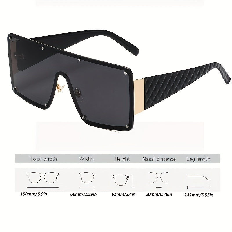 Large Square Gradient Sunglasses UV400 Rivet Beach Shades