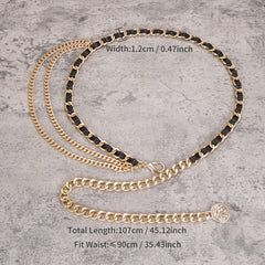 Vintage Leather Chain Belt Women Layered Waist Chain