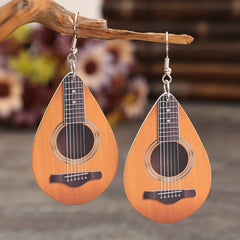 Water Drop Ukulele Wooden Earrings Gift For Women