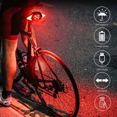 Rechargeable Bicycle Turn Signal Light Waterproof Bright Indicator