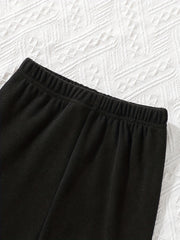 Girls Ribbed Cuffs Elastic Waist Jogger Pants for Spring Autumn