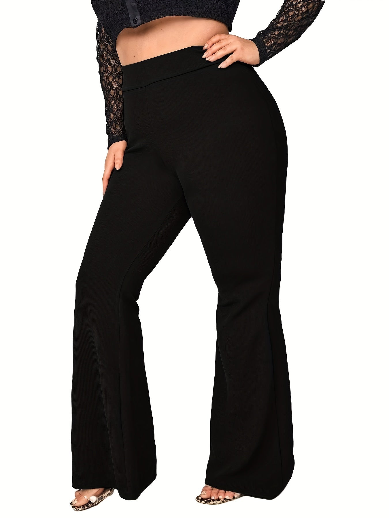  High Rise Flared Leg Trousers