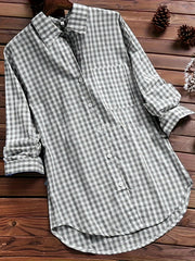  Gingham Print Long Sleeve Shirt