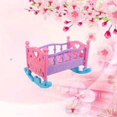 Pink Rubber Doll Cradle Bed Soft and Adorable Playhouse Furniture for Girls