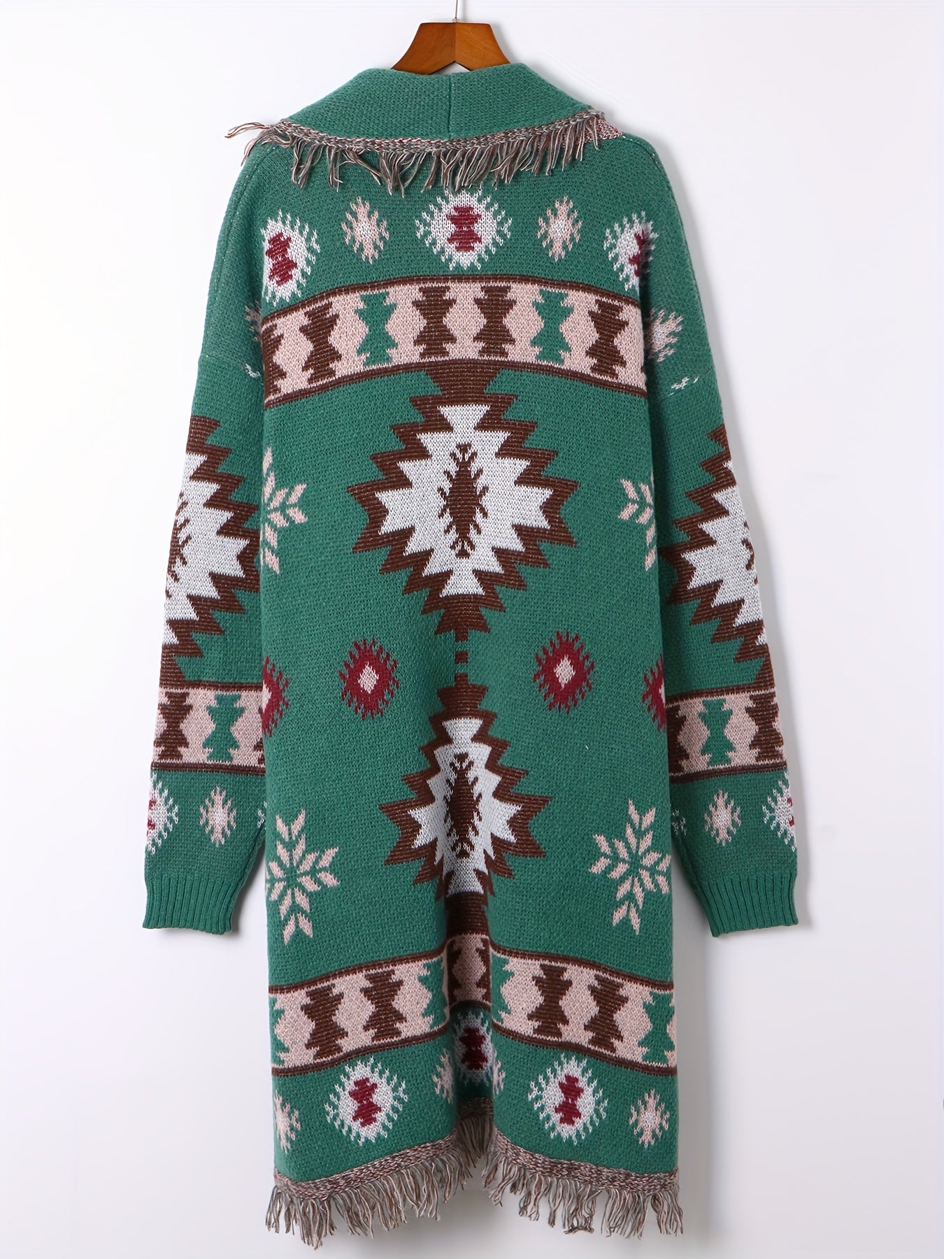  Southwestern Print Long Sleeve Open Front Cardigan