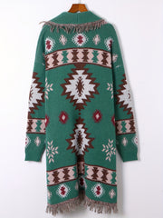  Southwestern Print Long Sleeve Open Front Cardigan