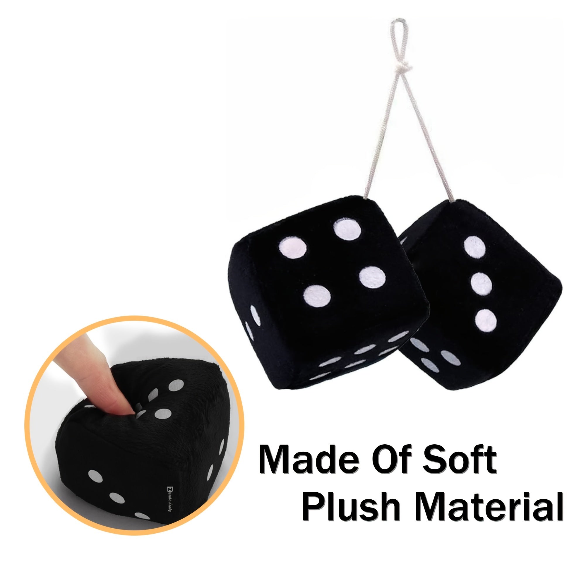 2pcs Plush Dice Toy Suction Cup Pendant Car Window Decoration