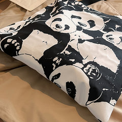 Panda Printed Tote Bag Cartoon Animal Shoulder Bag Large Capacity Storage