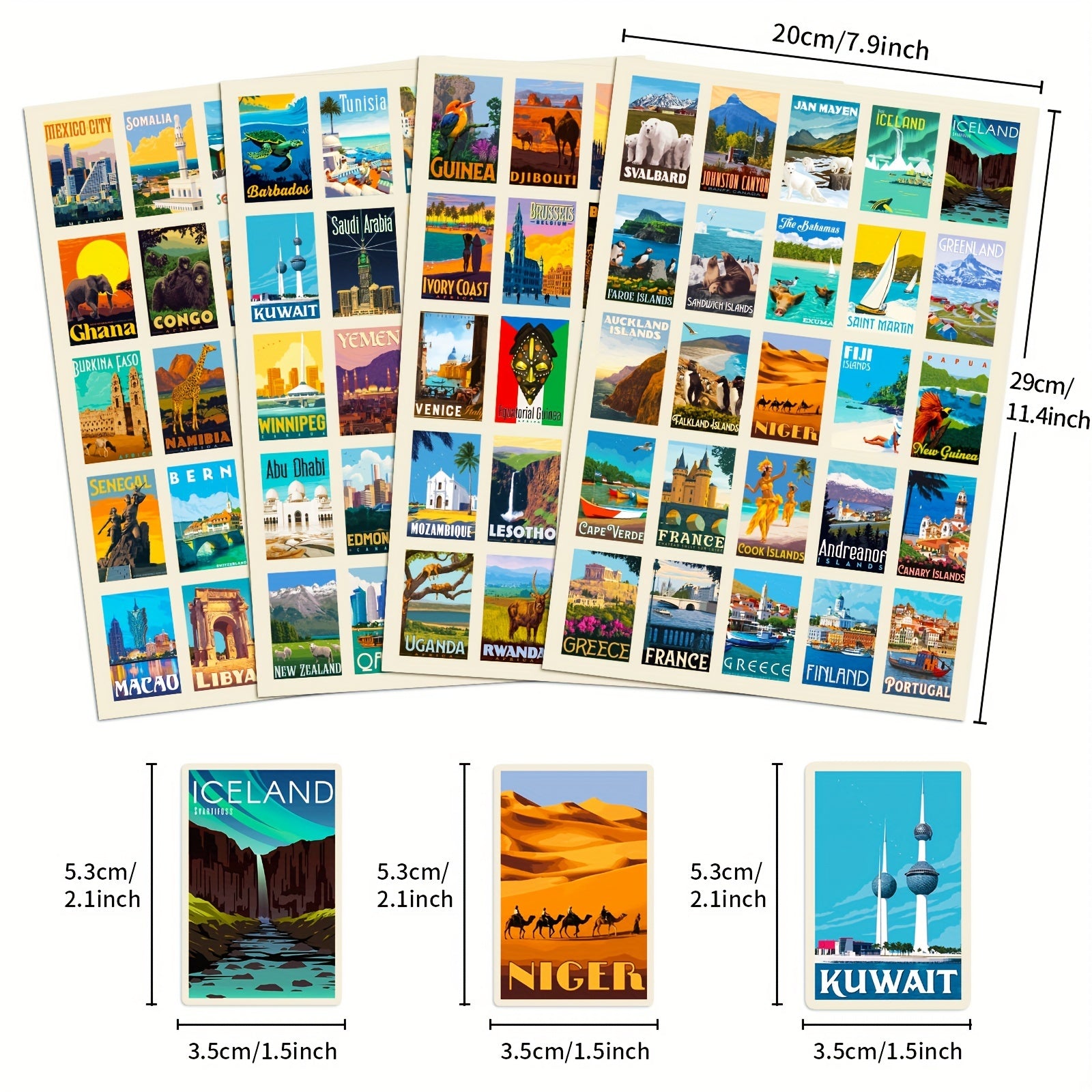 100pcs World Landmark Graffiti Stickers Waterproof DIY Decorative Stickers