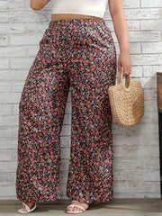  Floral Print High Rise Wide Leg Trousers