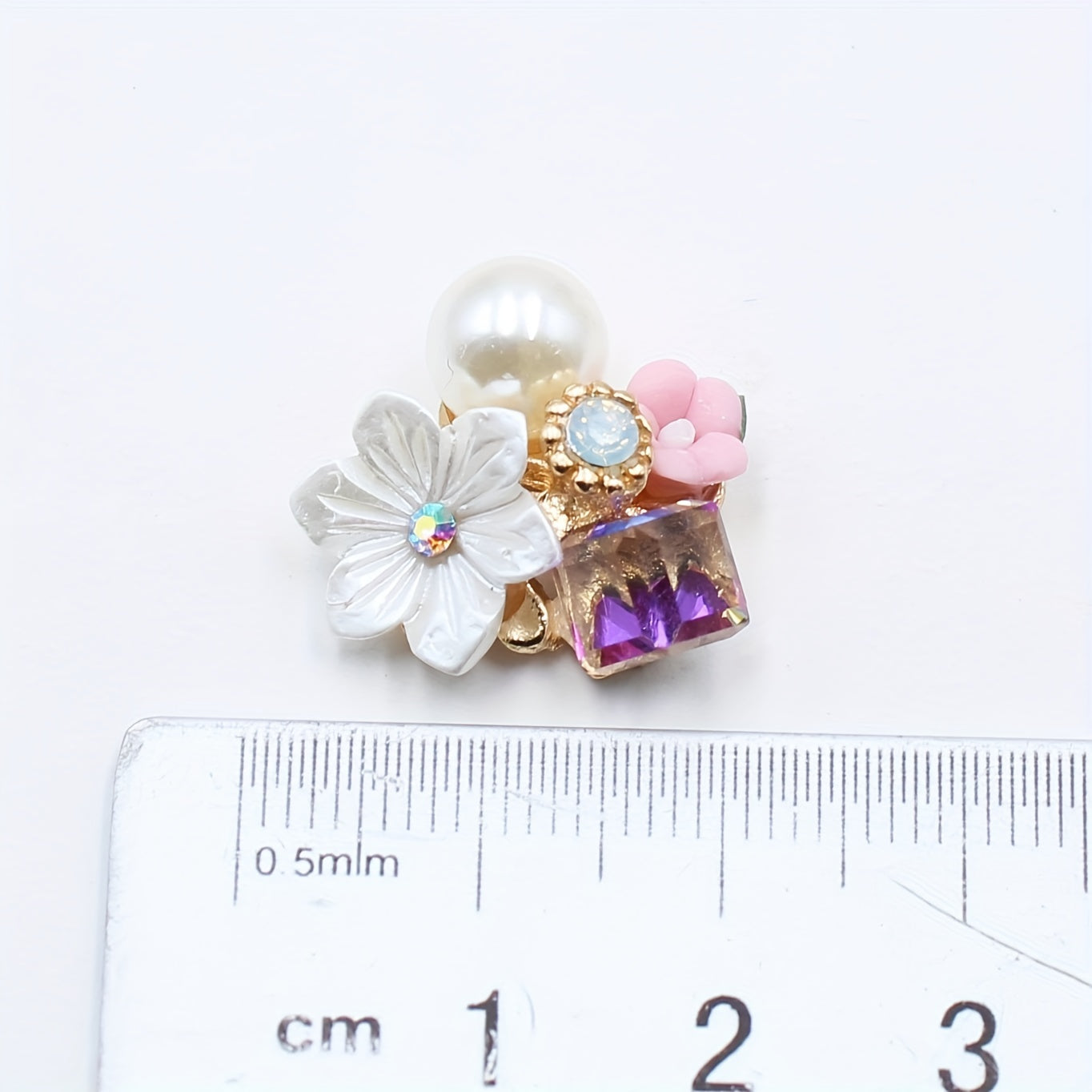 10Pcs 21mm Rhinestone Flower Buttons for DIY Wedding Gift Bouquet Decoration
