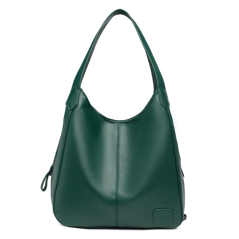 Stylish Faux Leather Tote Shoulder Bag with Zipper