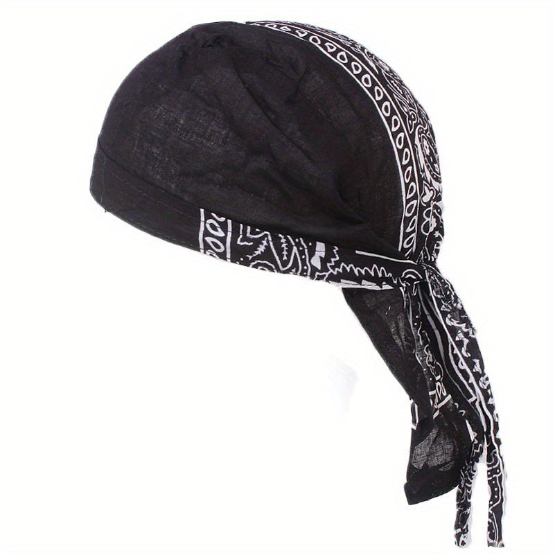 Paisley Print Turban Cap Ramadan Head Wrap Bandana Casual Lace Up Hijab Hat