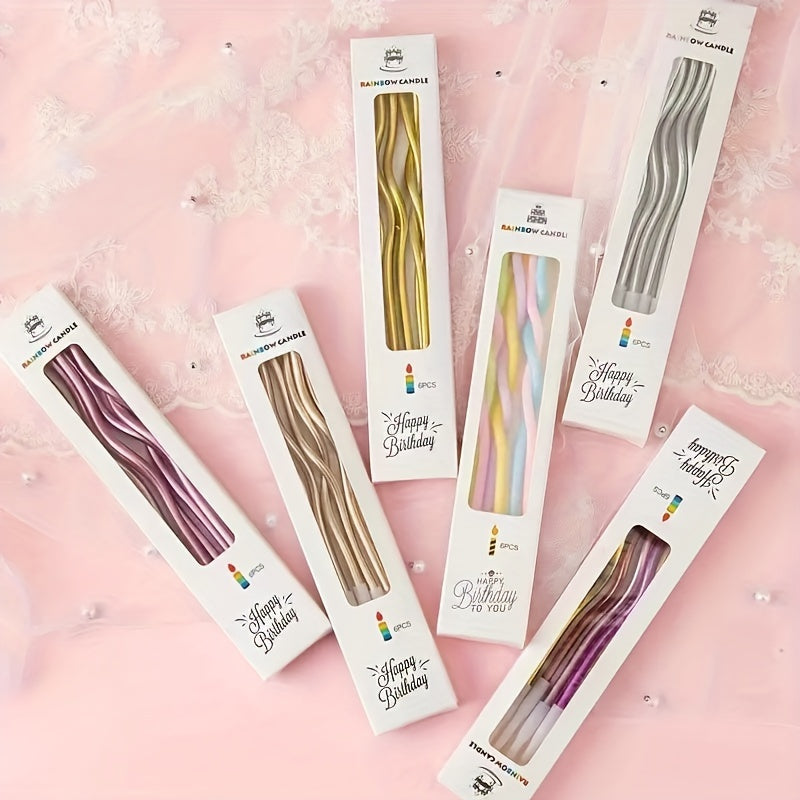 6pcs Birthday Cake Shape Curve Candle Party Candle Large Polish Curved Candle