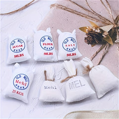 5-Pack Flour Sack Doll House Accessories Textile Kitchen Props