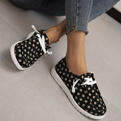 Women's Polka Dot Pattern Canvas Shoes Casual Lace Up Outdoor Shoes