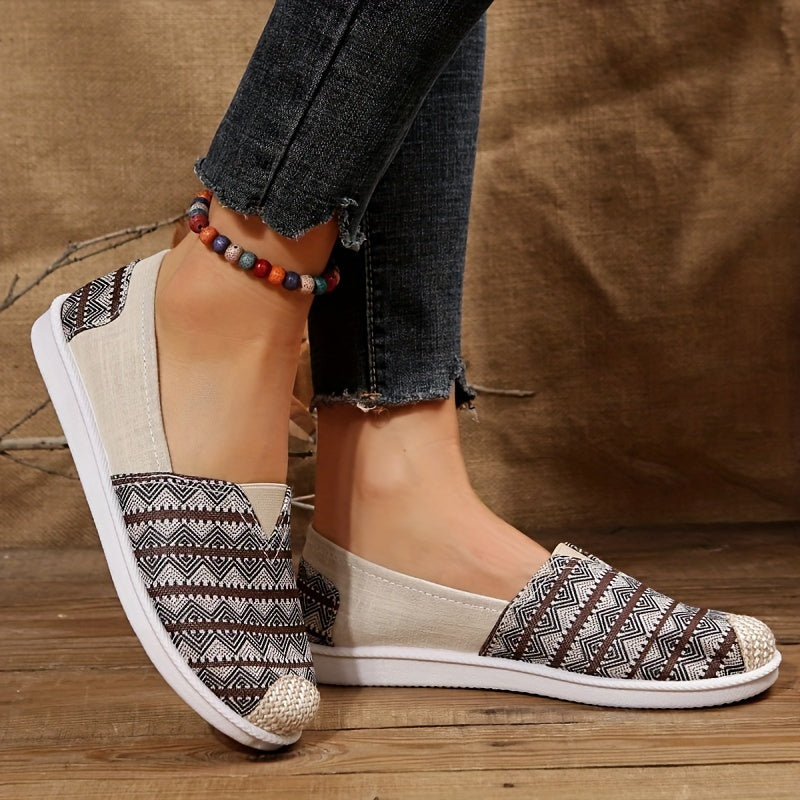 Ethnic Lightweight Slip On Canvas Sneakers