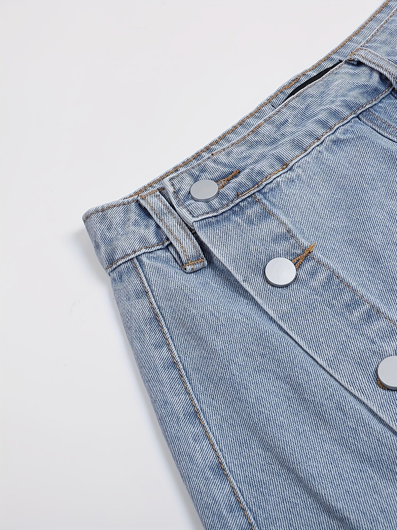 Button Denim Skirt High Waist Casual Split Skirt Women's Denim Clothes