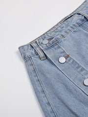 Button Denim Skirt High Waist Casual Split Skirt Women's Denim Clothes