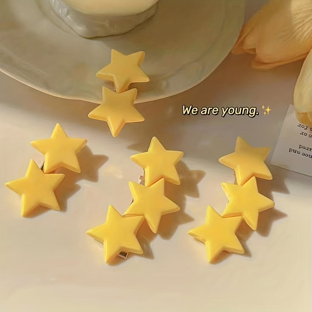 Yellow Star Hair Clip - Duck Billed Clip for Women Girls Baby