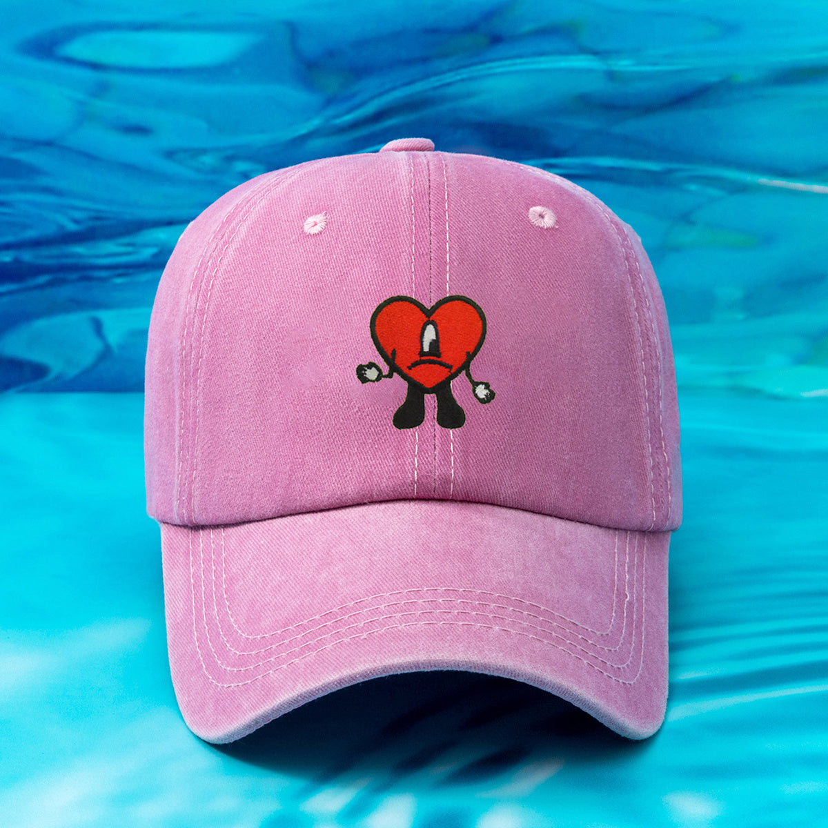 Heart Little Man Bad Rabbit Baseball Cap Candy Distressed Cartoon Sports Hat