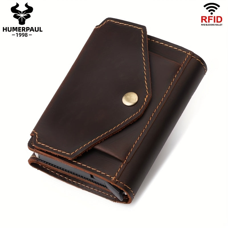 RFID Leather Money Clip Coin Pocket Men