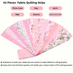 42 Pack Pink Jelly Roll Fabric Strips Pre Cut Quilting Strips Vintage Floral Pat