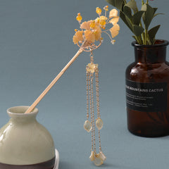 Vintage Ginkgo Tassel Hairpin with Faux Pearl