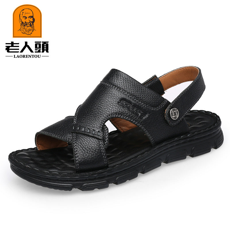 LAORENTOU Men's Leather Non Slip Sandals Summer