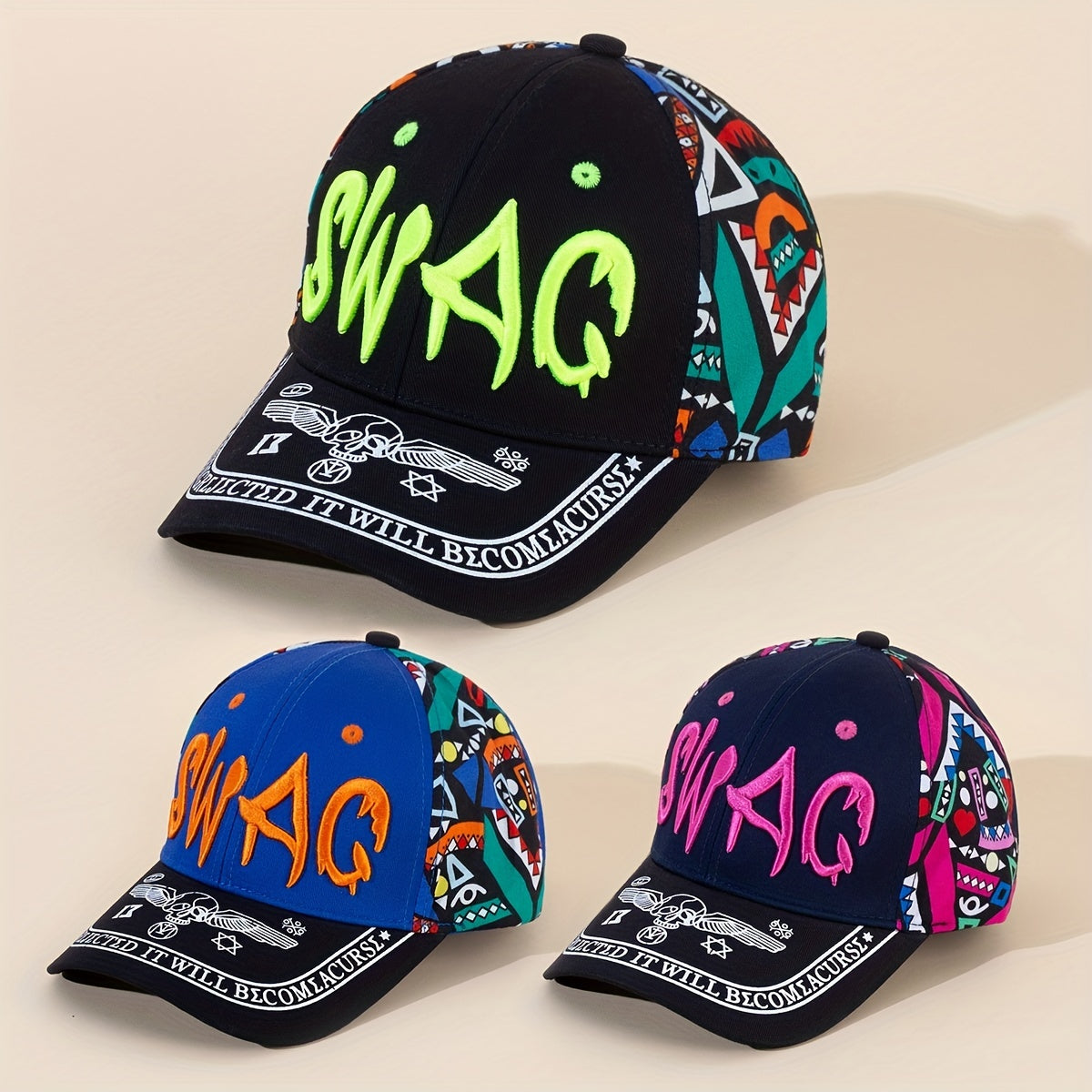 Letter Embroidery Print Graffiti Sunshade Baseball Cap