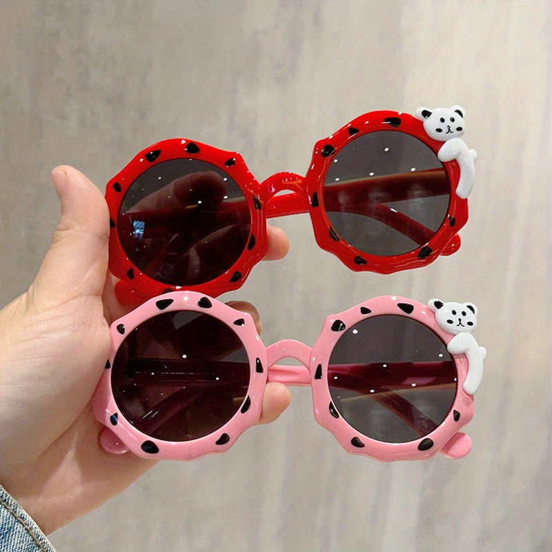 2pcs Kids Spotted Polygon Sunglasses, Cartoon Gift