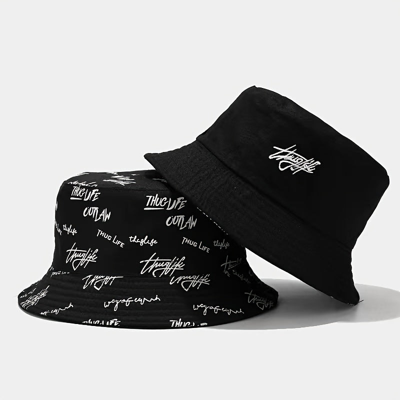 Sunshade Bucket Hat With Letter Printed Sun Hat For Daily Shopping