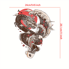 Ukiyo e Dragon Pattern Iron On Heat Transfer Sticker For DIY Clothing T Shirt