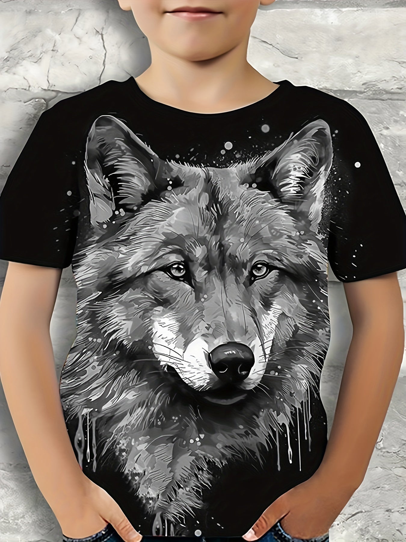 Wolf Graphic T Shirt for Boys 3D Digital Print Stretch Tee