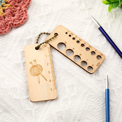 Wood Knitting Needle Gauge & Ruler Tool, 2-10mm