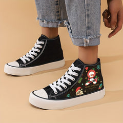 Christmas Print High Top Canvas Sneakers