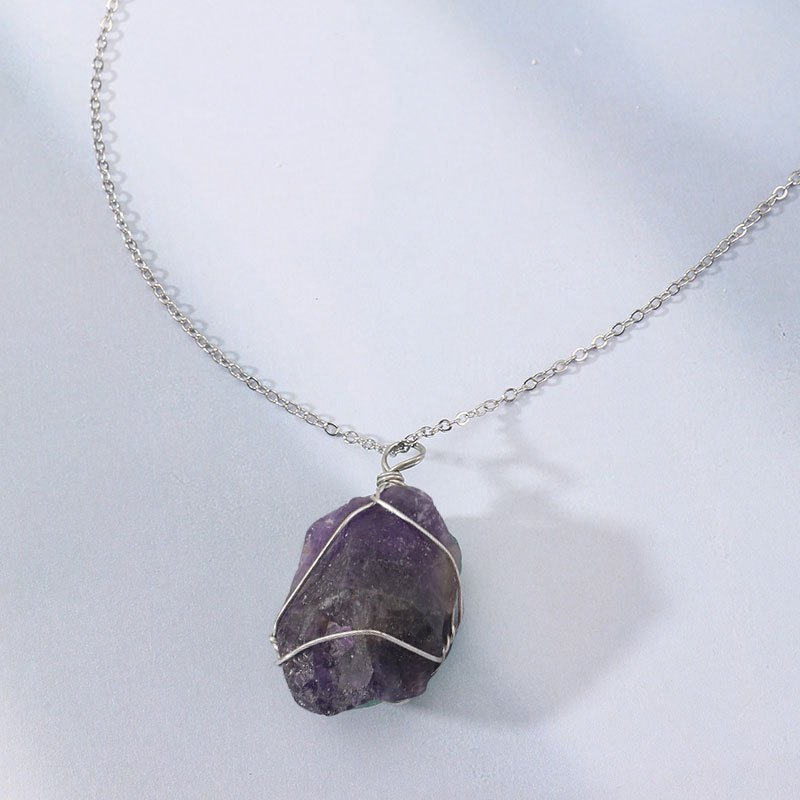 Men's Rough Wire Wound Stone Necklace
