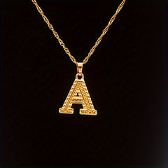 Golden Initial A Pendant Necklace Dainty Letter A Charm Alphabets Jewelry