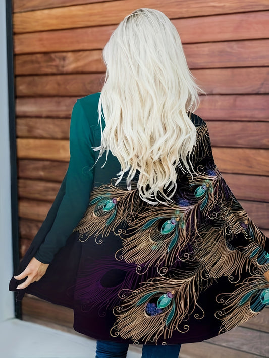 Women's Peacock Print Cardigan